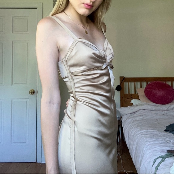 BCBGMaxazria Ruched Satin Dress - Picture 3 of 5